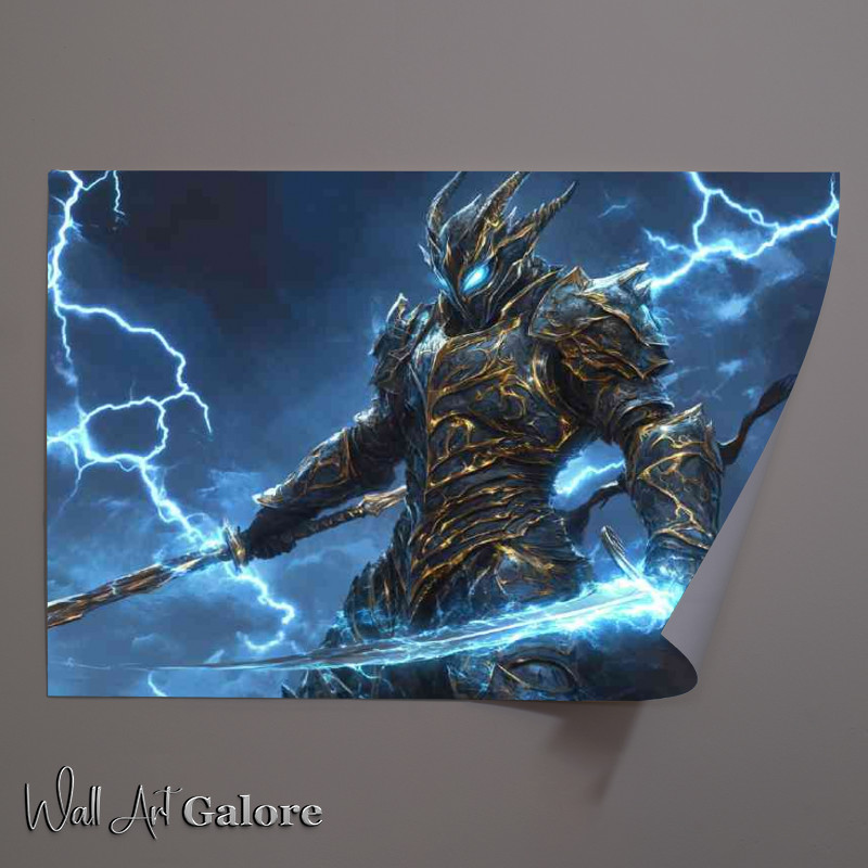Buy Unframed Poster : (Fantasy knight with ice blue sword)