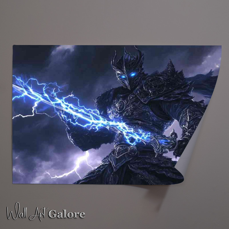 Buy Unframed Poster : (Fantasy warrior electric blue sword)