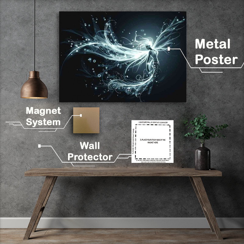 Buy Metal Poster : (Glowing fairy with bright swirls)