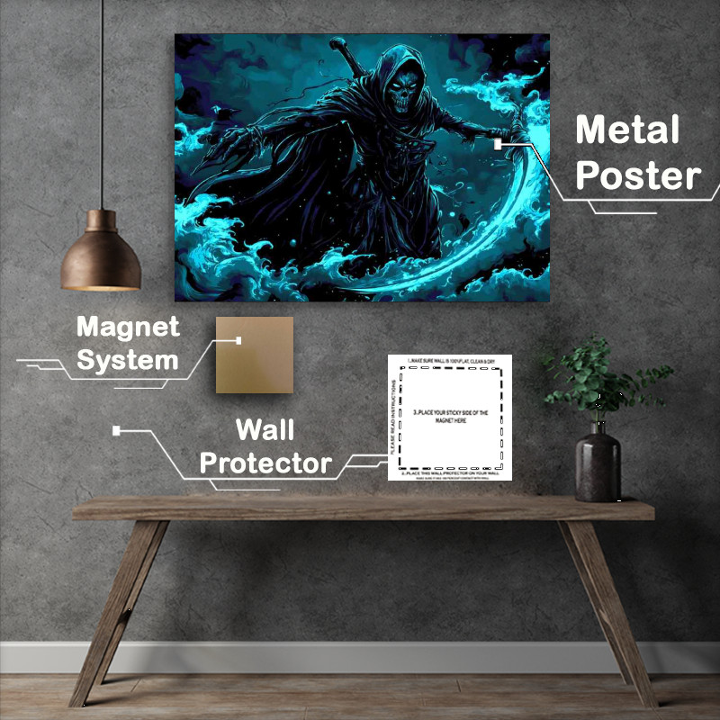 Buy Metal Poster : (Grim reaper with scythe and sword)