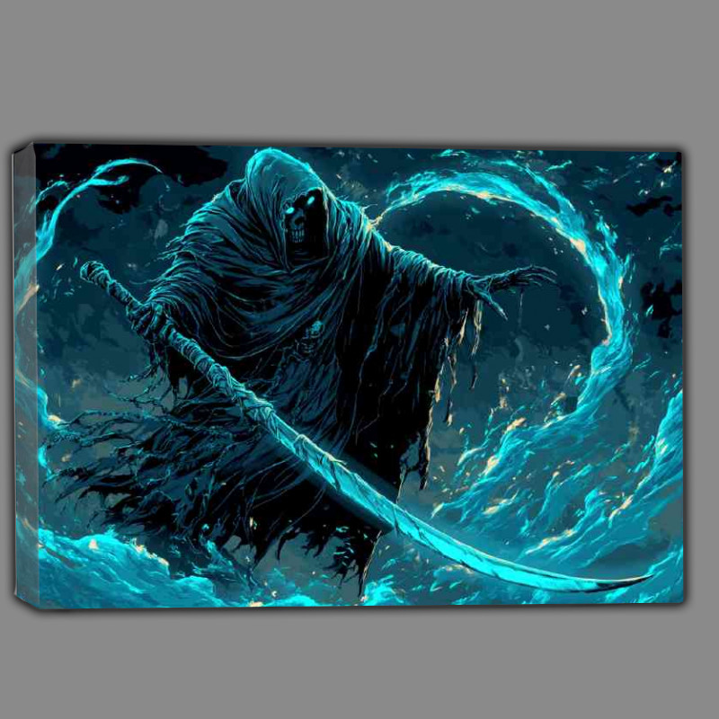 Buy Canvas : (Grim reaper with scythe glowing blue and black)