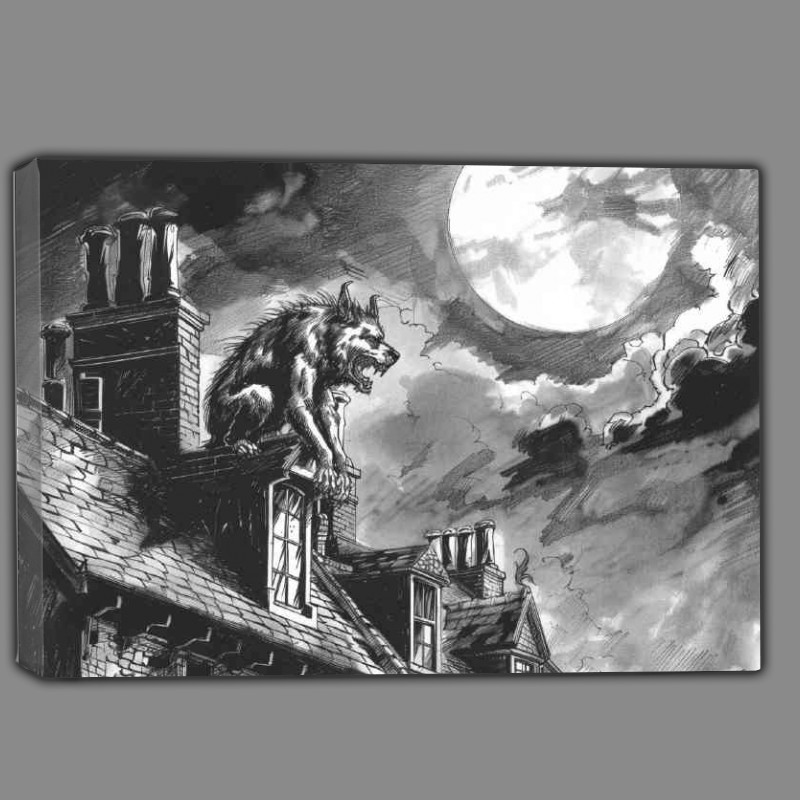 Buy Canvas : (Ink black and white werewolf)