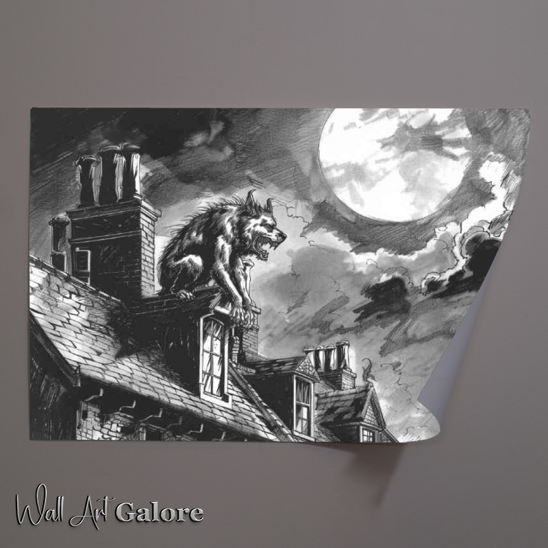 Buy Unframed Poster : (Ink black and white werewolf)