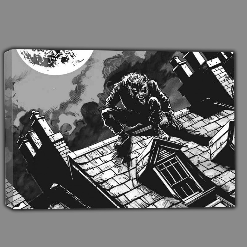 Buy Canvas : (Inkstyle werewolf on the roof)