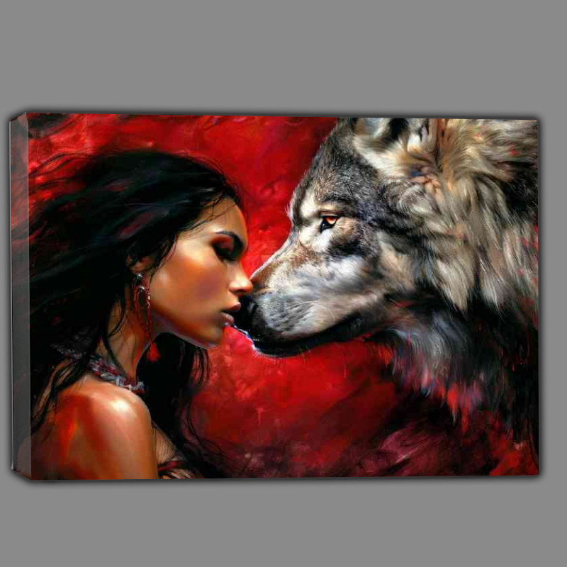 Buy Canvas : (Lady loving her wolf)