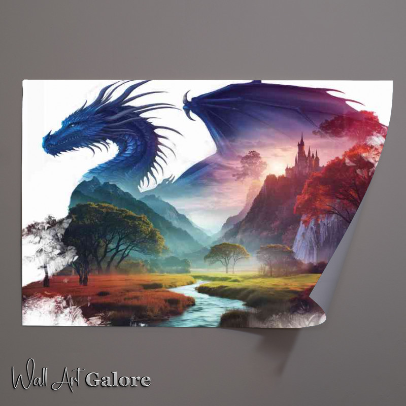 Buy Unframed Poster : (Majestic ethereal dragon with a deep watercolour style)