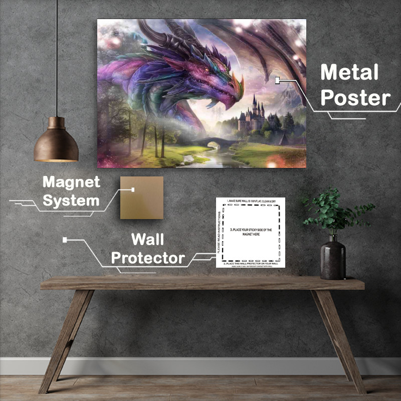 Buy Metal Poster : (Multi coloured dragon watercolours)