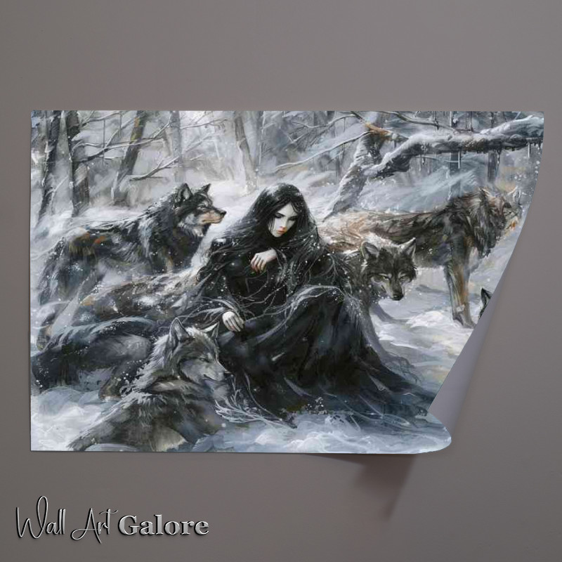 Buy Unframed Poster : (wolf family and the lady)
