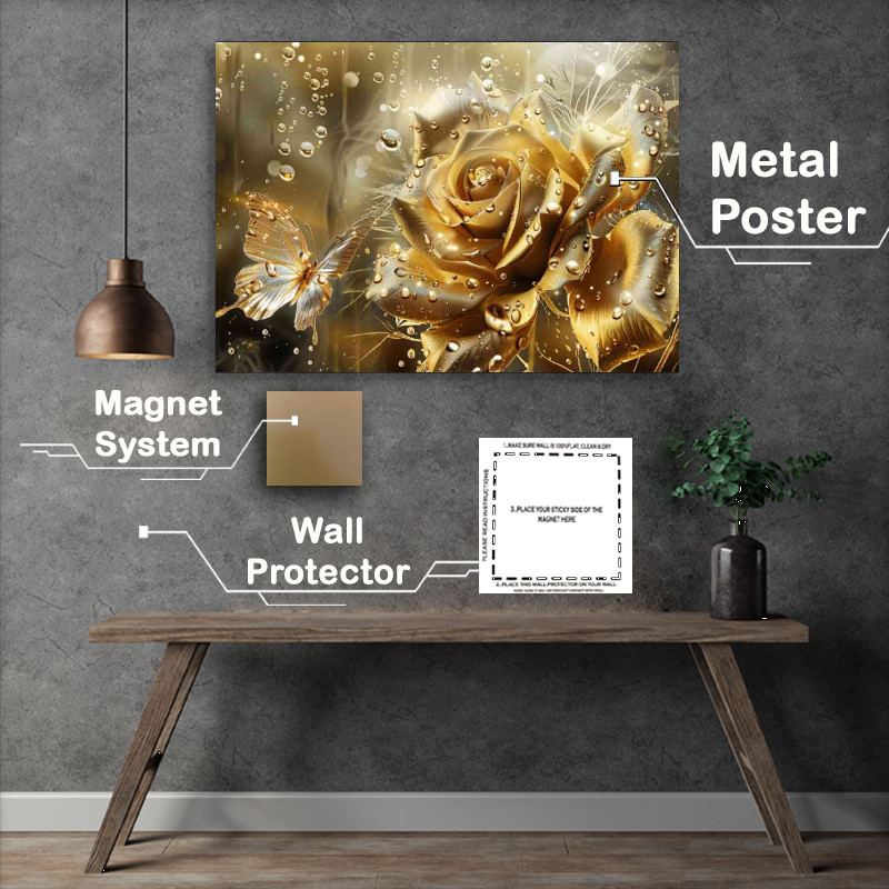 Buy Metal Poster : (Golden amazing rose)