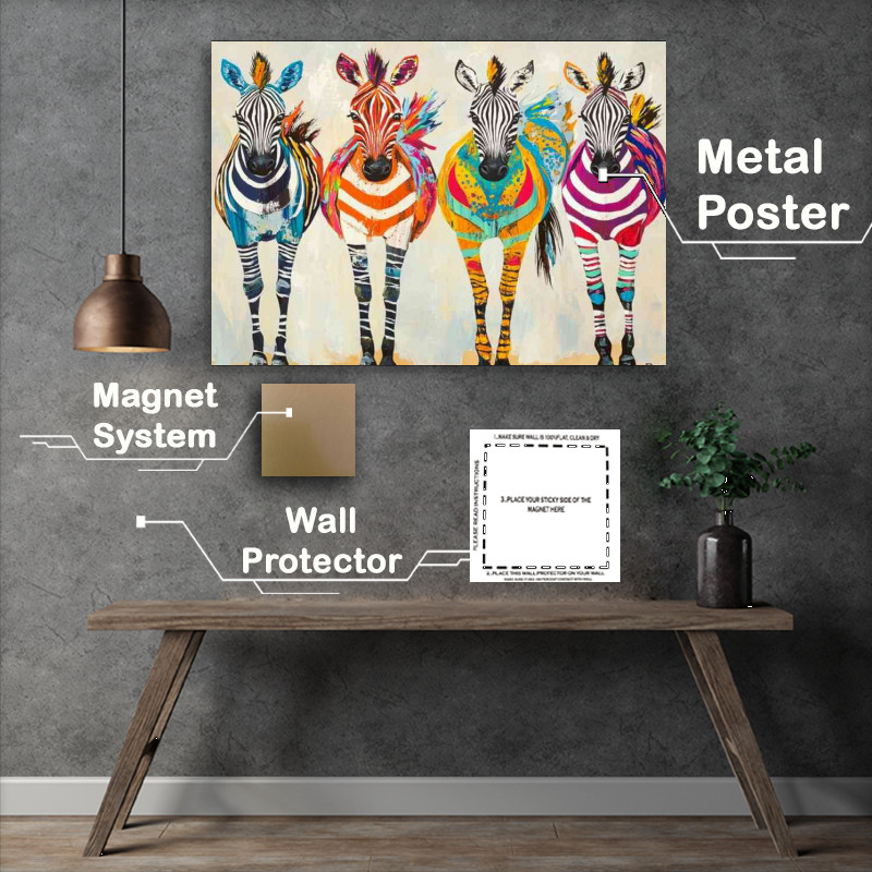 Buy Metal Poster : (A family of zebras)