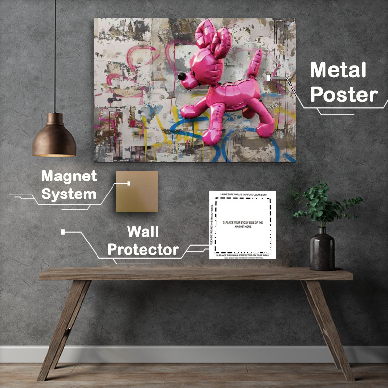 Buy Metal Poster : (Flying pink ballon dog)