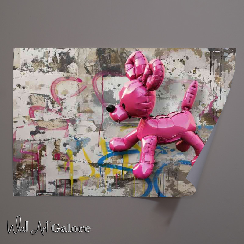 Buy Unframed Poster : (Flying pink ballon dog)