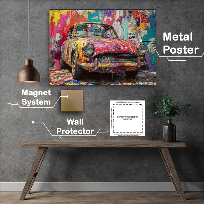 Buy Metal Poster : (Graffiti car and the painted walls)