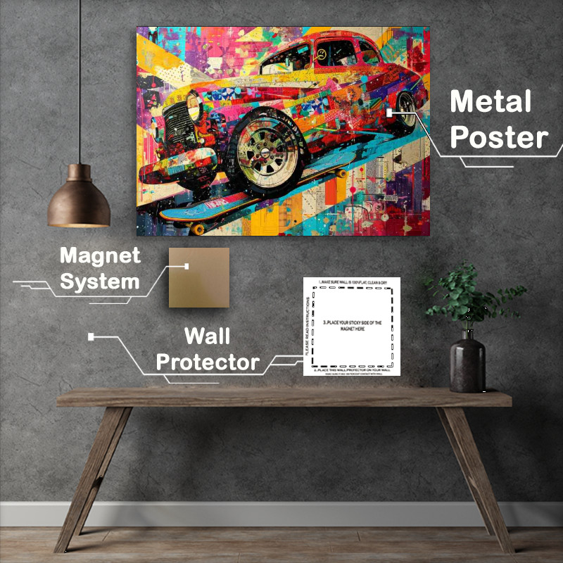 Buy Metal Poster : (Graffiti painted car)