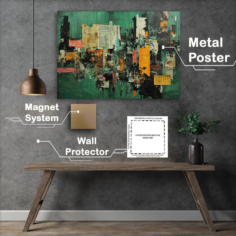 Buy Metal Poster : (Shabby green painted wall)
