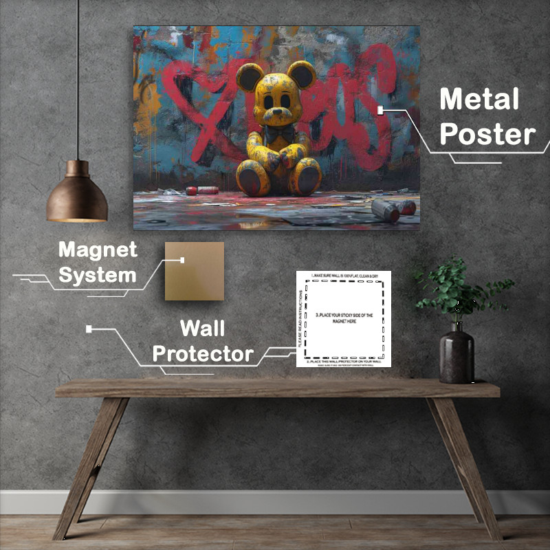 Buy Metal Poster : (Teddy in the corner graffitti)