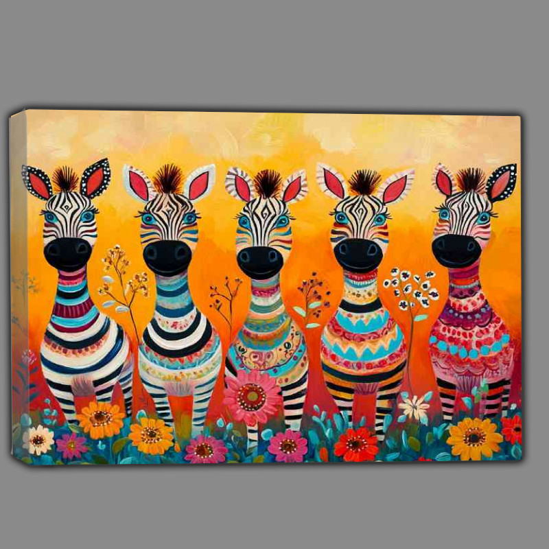 Buy Canvas : (Whimsical zebras in different colours)