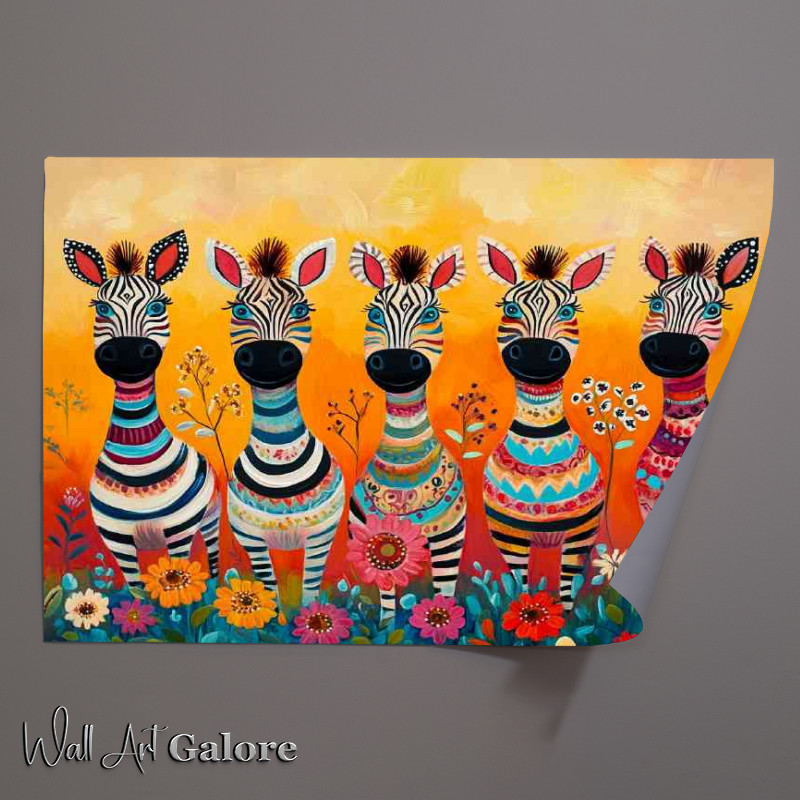Buy Unframed Poster : (Whimsical zebras in different colours)