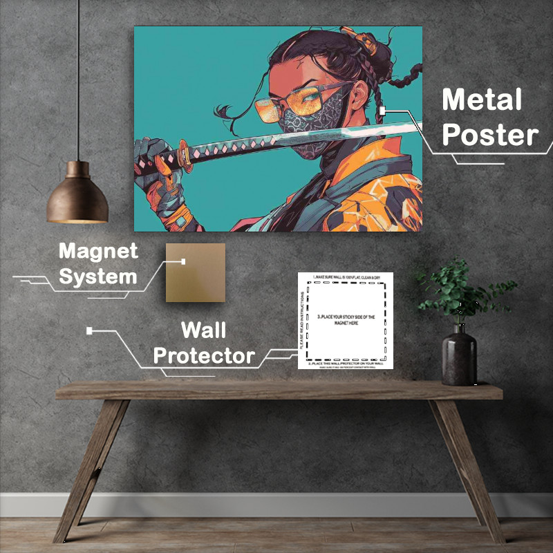 Buy Metal Poster : (Cyberpunk Samurai Girl)