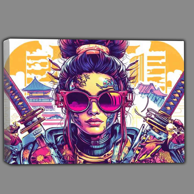 Buy Canvas : (Cyberpunk samurai woman with big hair)