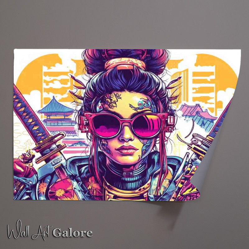 Buy Unframed Poster : (Cyberpunk samurai woman with big hair)