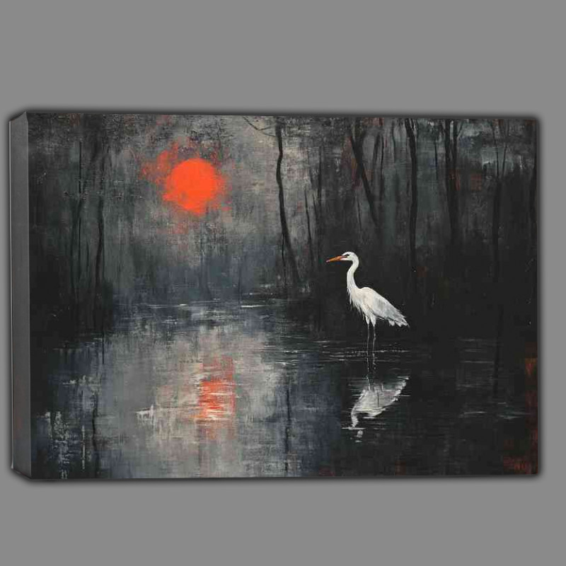 Buy Canvas : (Abstract Heron on the edge of the lake)