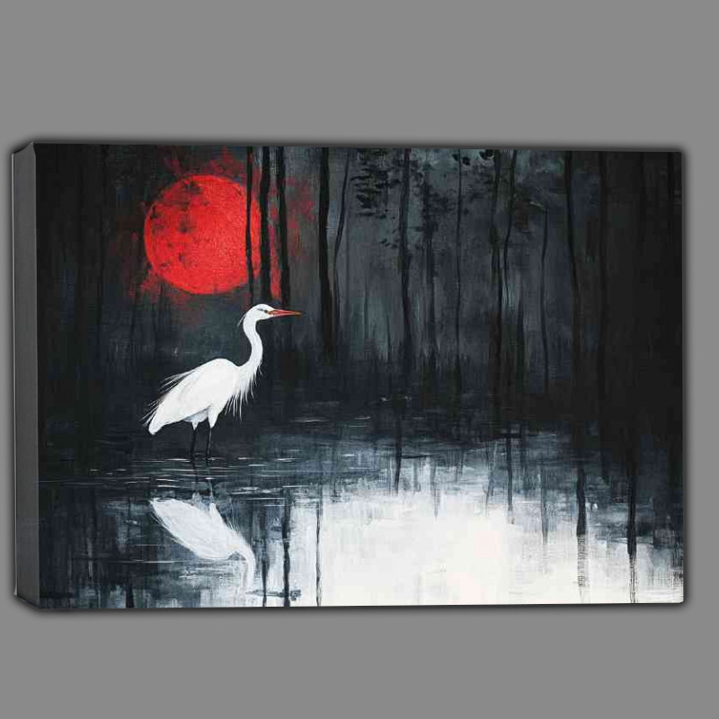 Buy Canvas : (Abstract Heron standing on the edge of the water)