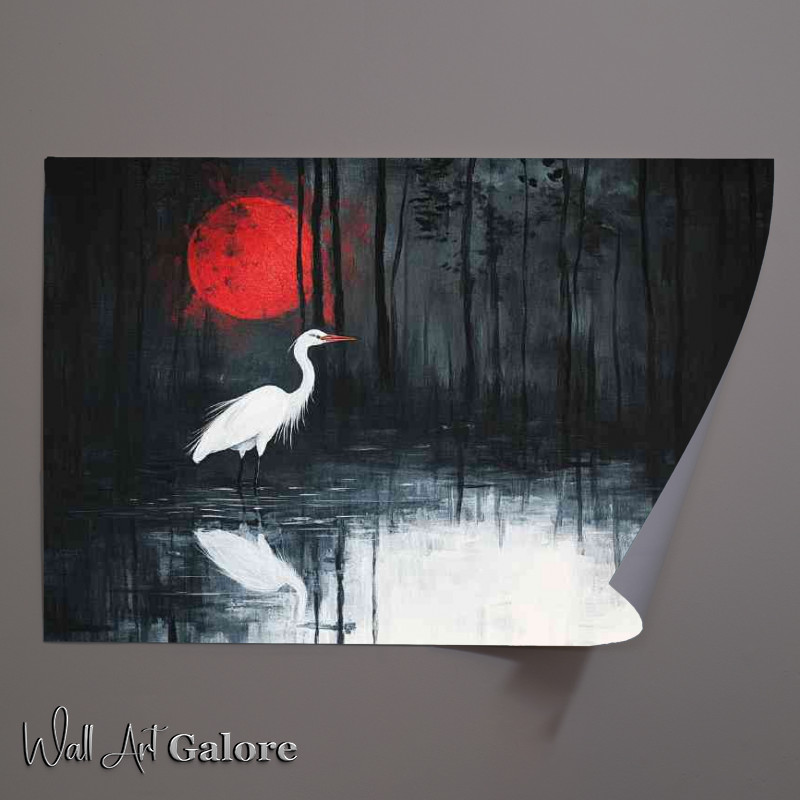 Buy Unframed Poster : (Abstract Heron standing on the edge of the water)