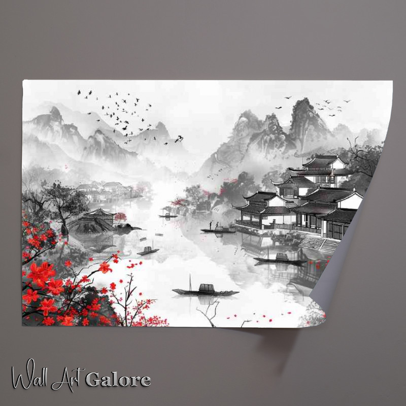 Buy Unframed Poster : (Chinese ink floating down the river)