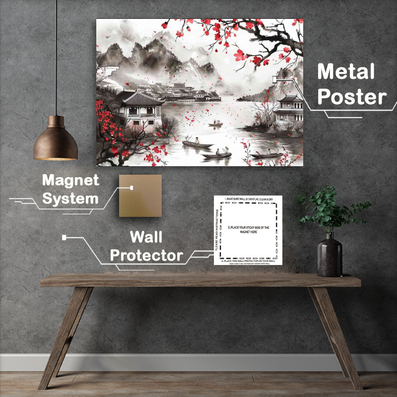 Buy Metal Poster : (Chinese ink life of fishing)
