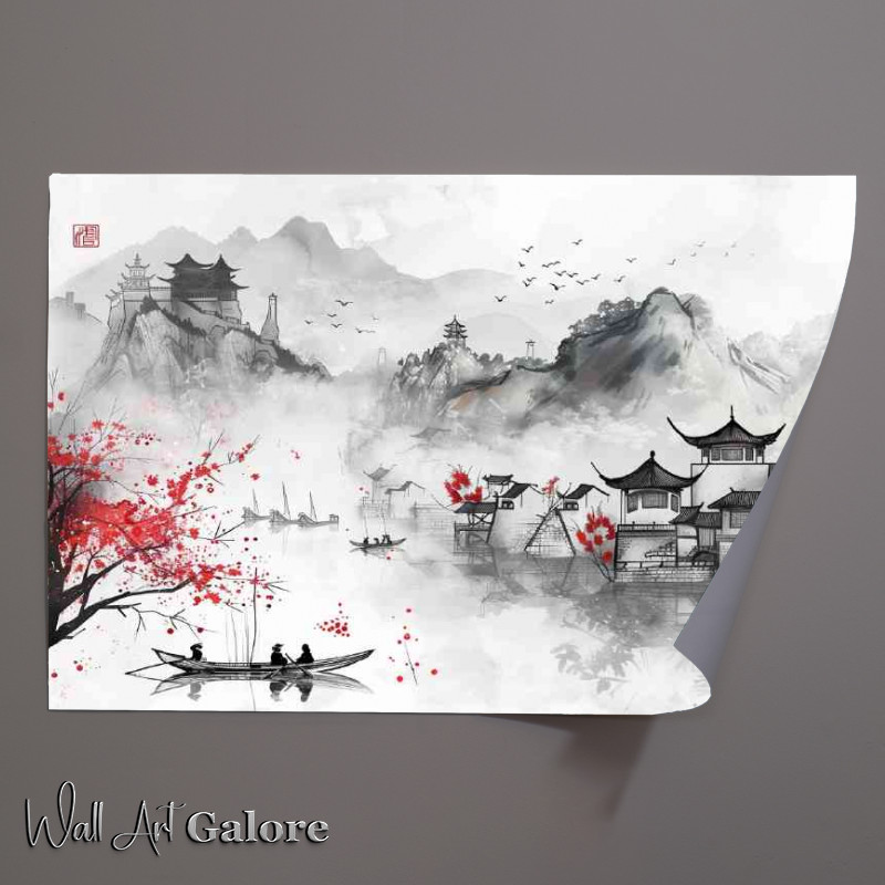 Buy Unframed Poster : (Chinese ink mountains and homes)