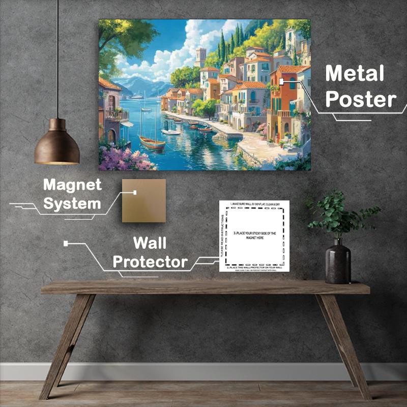 Buy Metal Poster : (Mediterranean coastal village port)