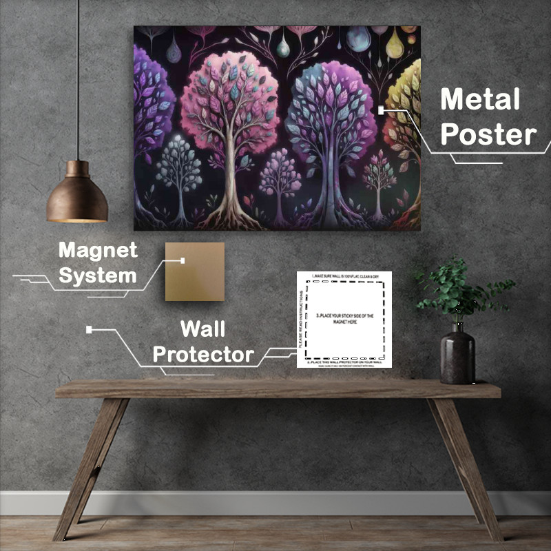 Buy Metal Poster : (A mystical and dreamy image of a series of trees)