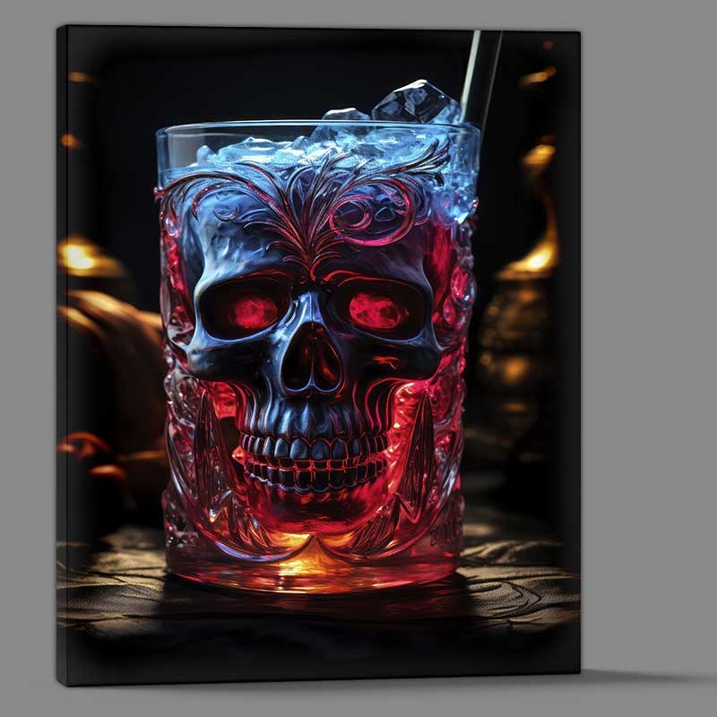 Buy Canvas : (Electric Blue Lagoon with skull carving)