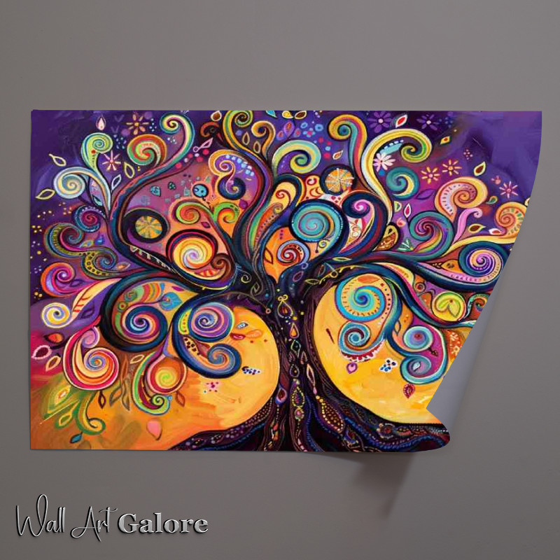 Buy Unframed Poster : (An elaborate tree with colorful swirls full colour)