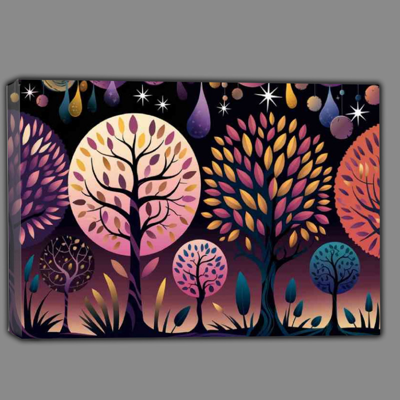 Buy Canvas : (Dreamy illustration dark background trees)