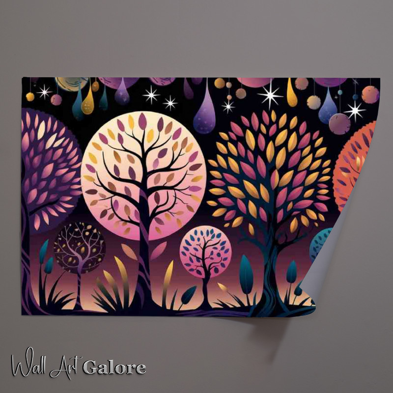 Buy Unframed Poster : (Dreamy illustration dark background trees)