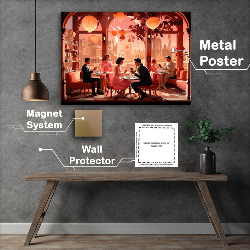 Buy Metal Poster : (Atomic Age Cocktails in the cafe)