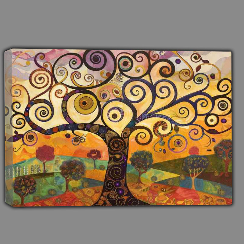 Buy Canvas : (Whimsical swirly tree top of the hill)