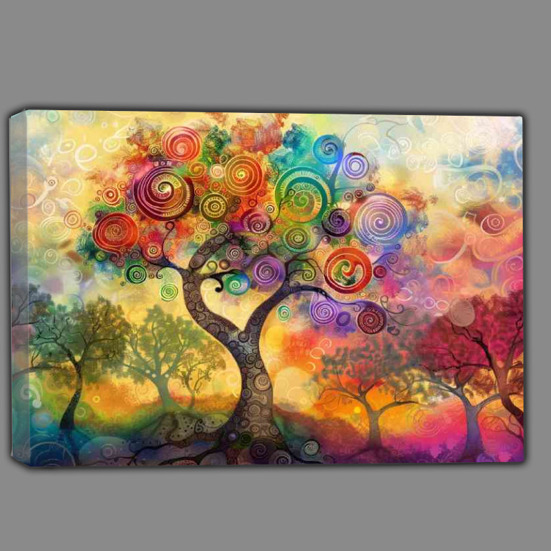 Buy Canvas : (Whimsical tree with swirls and colours)