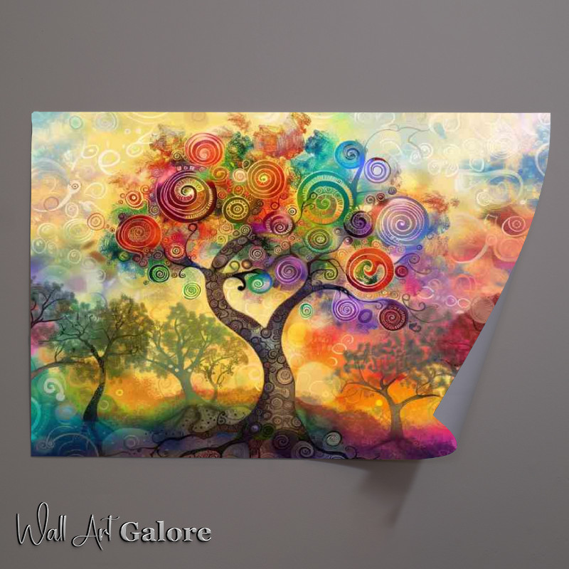 Buy Unframed Poster : (Whimsical tree with swirls and colours)
