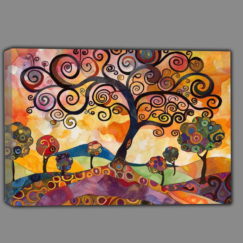 Buy Canvas : (Whimsical tree with swirls and spirals)