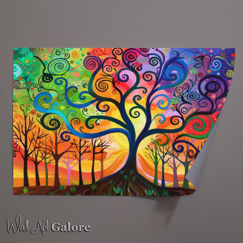 Buy Unframed Poster : (Whimsical tree with vibrant swirls and spirals)