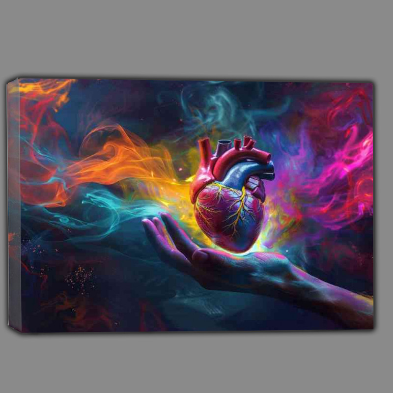 Buy Canvas : (Hand holding a heart colourful)