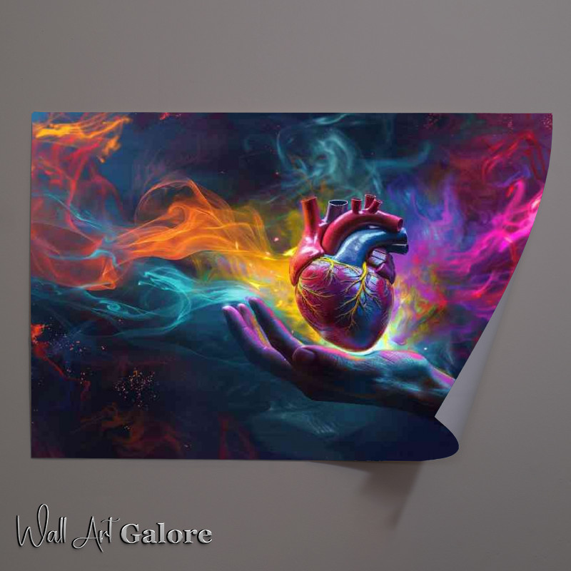 Buy Unframed Poster : (Hand holding a heart colourful)