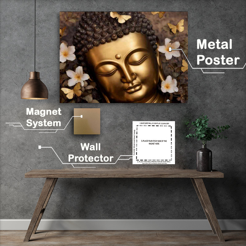 Buy Metal Poster : (Buddha in a golden face)