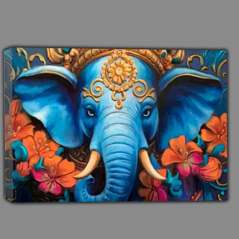 Buy Canvas : (Majestic blue elephant adorned with intricate detail)
