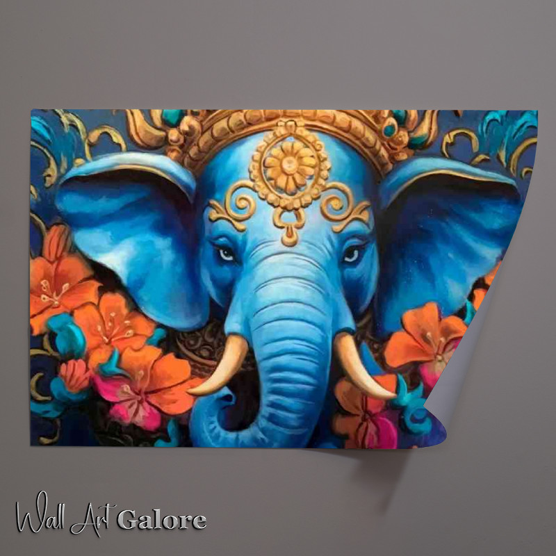 Buy Unframed Poster : (Majestic blue elephant adorned with intricate detail)