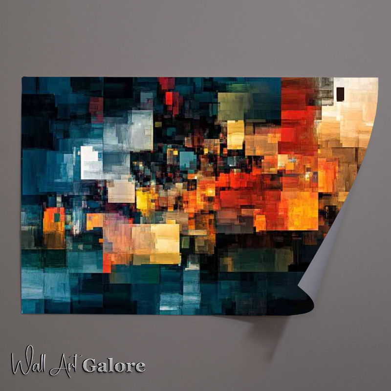 Buy Unframed Poster : (Abstract digital art of fragmented cubes in various colours)