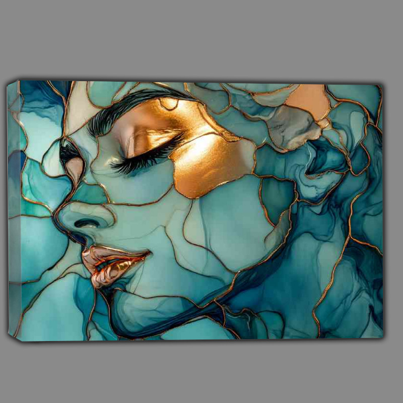 Buy Canvas : (Alcohol ink with thin gold or copper metallic lines)